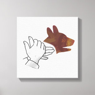 Handsilhouette Hund Braun Leinwanddruck