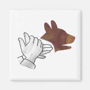 Handsilhouette Hund Braun Magnet