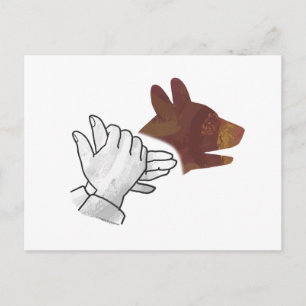 Handsilhouette Hund Braun Postkarte