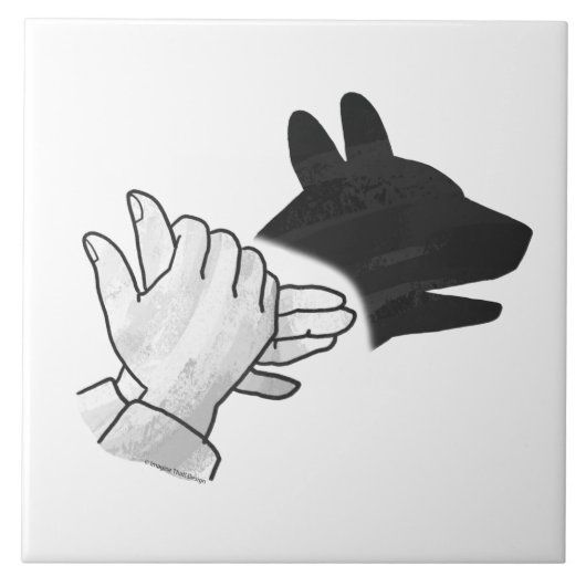 Handsilhouette Hund Fliese (Vorderseite)