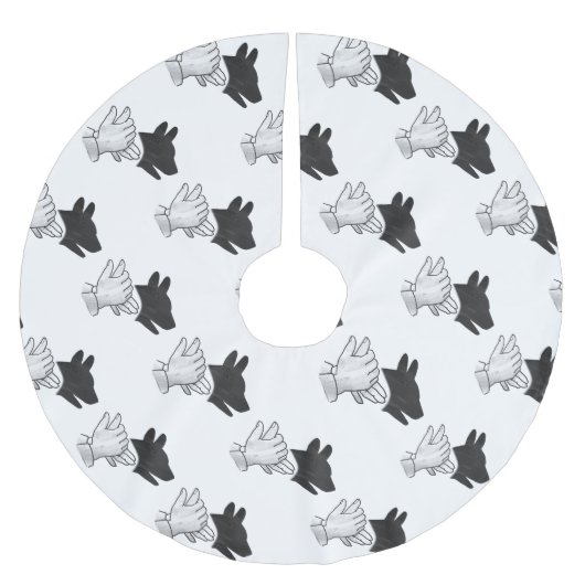 Handsilhouette Hund Polyester Weihnachtsbaumdecke (Vorderseite)
