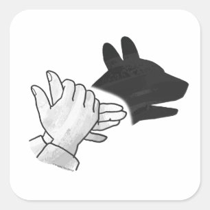 Handsilhouette Hund Quadratischer Aufkleber