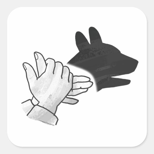 Handsilhouette Hund Quadratischer Aufkleber (Vorderseite)
