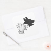 Handsilhouette Hund Quadratischer Aufkleber (Umschlag)