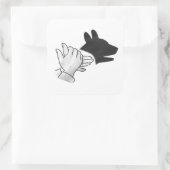 Handsilhouette Hund Quadratischer Aufkleber (Tasche)