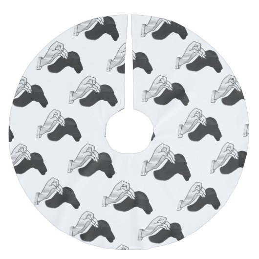 Handsilhouette Kamel Polyester Weihnachtsbaumdecke (Vorderseite)