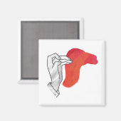 Handsilhouette Kamel Rot Magnet (Vorderseite/Rückseite)