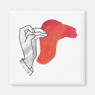 Handsilhouette Kamel Rot Magnet