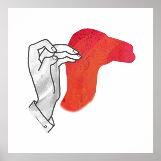 Handsilhouette Kamel Rot Poster (Vorne)