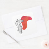 Handsilhouette Kamel Rot Quadratischer Aufkleber (Umschlag)