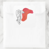 Handsilhouette Kamel Rot Quadratischer Aufkleber (Tasche)