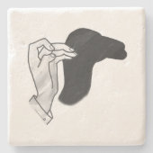 Handsilhouette Kamel Steinuntersetzer (Vorderseite)