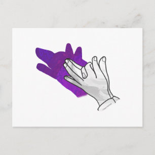 Handsilhouette Wolf Purpur Postkarte