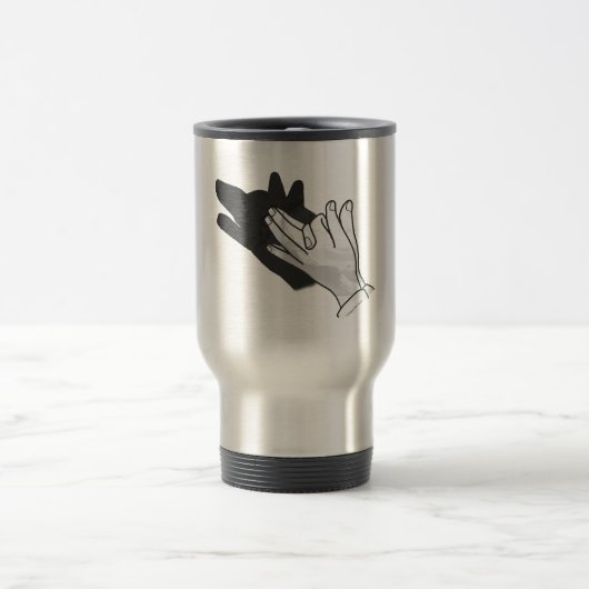 Handsilhouette Wolf Reisebecher (Mittel)