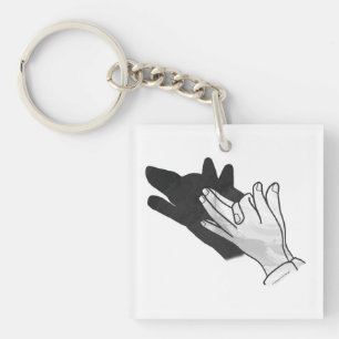 Handsilhouette Wolf Schlüsselanhänger
