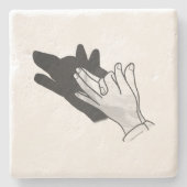 Handsilhouette Wolf Steinuntersetzer (Vorderseite)
