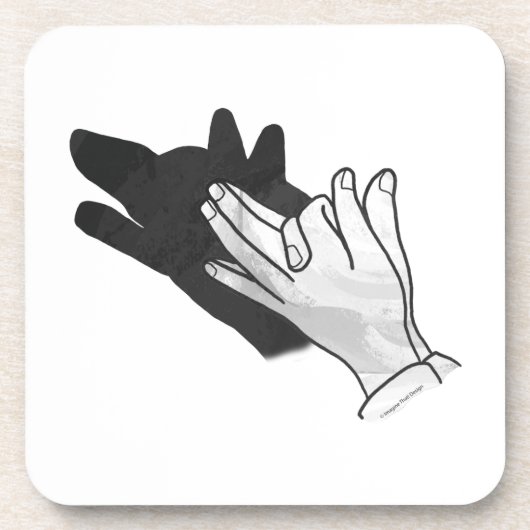 Handsilhouette Wolf Untersetzer (Vorderseite)