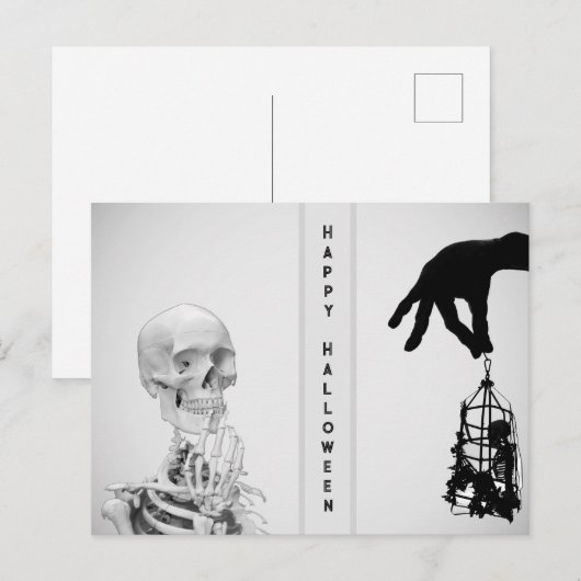 Handskelett Halloween Postkarte (Vorne/Hinten)