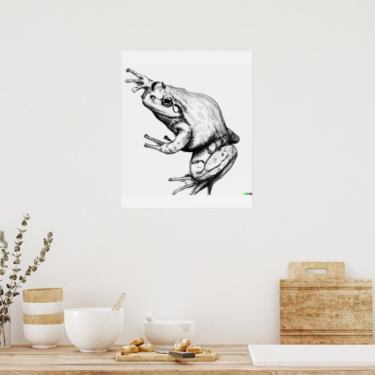 Handskizze von Frog in Ukiyo-E Art Poster (Küche)