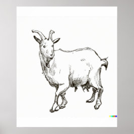 Handskizze von Schafen in Ukiyo-E Art Poster
