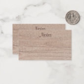 Handskript Elegante Natural Wood Look Template Mitteilungskarte (Vorderseite/Rückseite Beispiel)