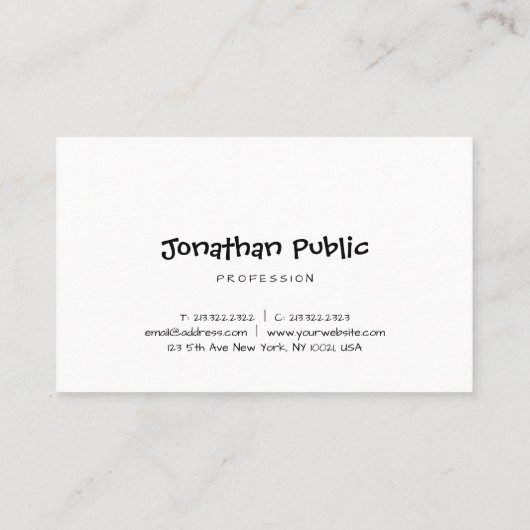 Handskript Minimalistisch Modern Simple Template T Visitenkarte (Rückseite)