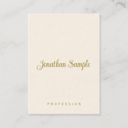 HandskriptGold-Text Moderne vertikale Vorlage Visitenkarte (Vorderseite)