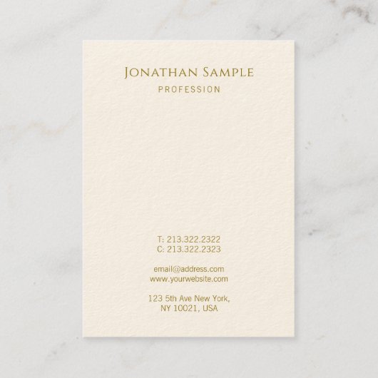 HandskriptGold-Text Moderne vertikale Vorlage Visitenkarte (Rückseite)