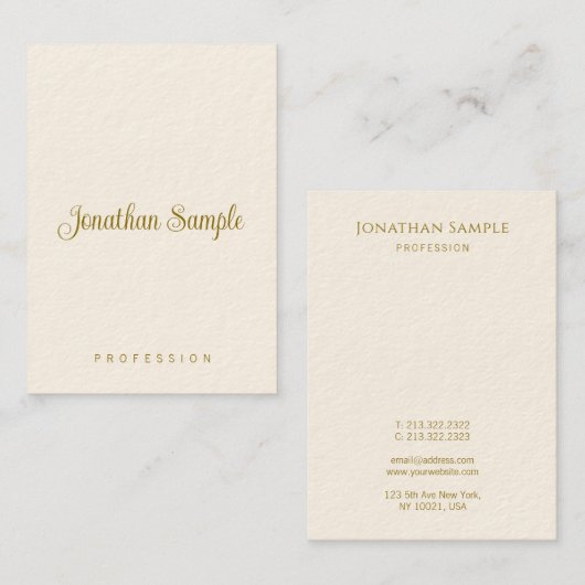 HandskriptGold-Text Moderne vertikale Vorlage Visitenkarte (Vorne/Hinten)