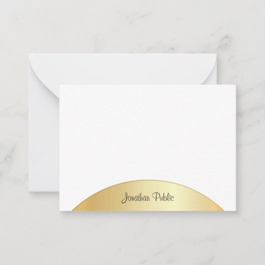 Handskriptmonogramm-Template-Imitate Gold-Elegant Mitteilungskarte (Vorderseite)