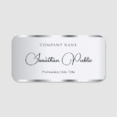 Handskriptvorlage Elegante Typografie Silver Namensschild (Vorderseite)