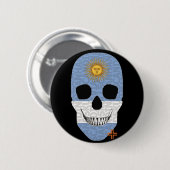 HANDSKULL Argentinien Runder Abzeichen schwarz B2 Button (Vorne & Hinten)
