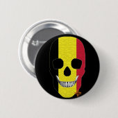 HANDSKULL Belgien Runder Abzeichen schwarz B2 Button (Vorne & Hinten)