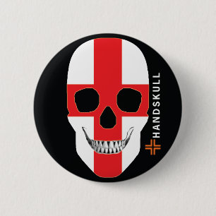 HANDSKULL England, glücklicher Schädel, englische Button