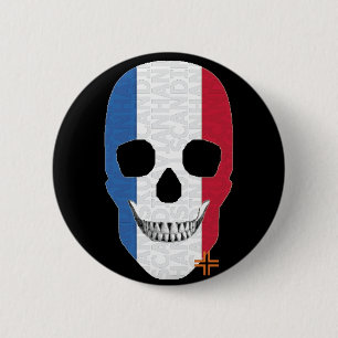 HANDSKULL Frankreich Runder Abzeichen schwarz B2 Button