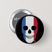 HANDSKULL Frankreich Runder Abzeichen schwarz B2 Button (Vorne & Hinten)
