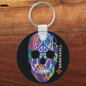 HANDSKULL Frieden, glücklicher Schädel, Friedensfl Schlüsselanhänger (Vorderseite)