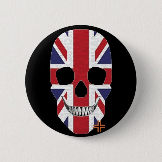 HANDSKULL Großbritannien Runde Abzeichen schwarz B Button (Vorderseite)