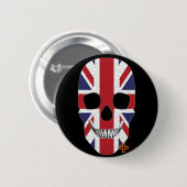 HANDSKULL Großbritannien Runde Abzeichen schwarz B Button (Vorne & Hinten)