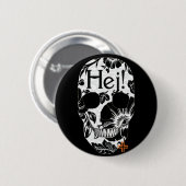 HANDSKULL Hej Round Abzeichen Schwarz B2 Button (Vorne & Hinten)
