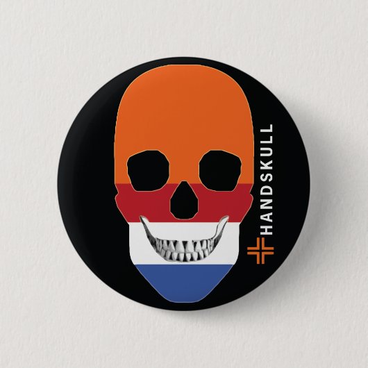 HANDSKULL Holland, Happy Skull, Holländische Flagg Button (Vorderseite)