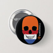 HANDSKULL Holland, Happy Skull, Holländische Flagg Button (Vorne & Hinten)