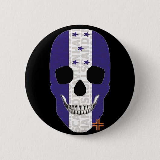 HANDSKULL Honduras Runder Abzeichen schwarz B2 Button (Vorderseite)