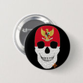 HANDSKULL Indonesien Runder Abzeichen schwarz B2 Button (Vorne & Hinten)