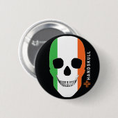 HANDSKULL Irland, glücklicher Schädel, irische Fla Button (Vorne & Hinten)