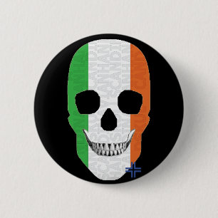 HANDSKULL Irland Runder Abzeichen schwarz B2 Button