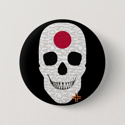 HANDSKULL Japan Runde Abzeichen schwarz B2 Button (Vorderseite)