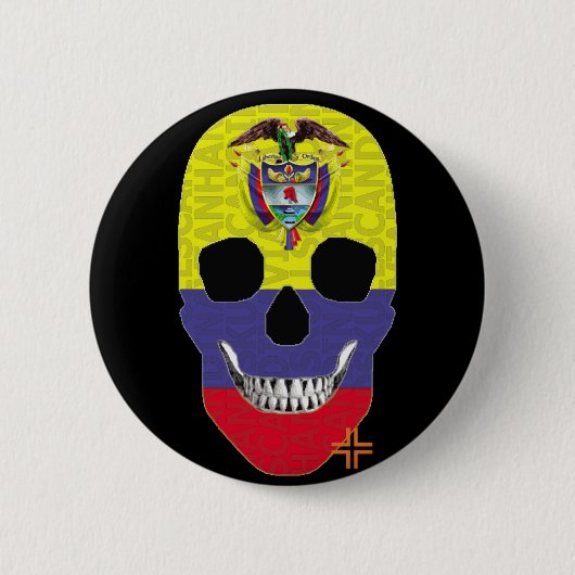 HANDSKULL Kolumbien Runde Abzeichen schwarz B2 Button (Vorderseite)