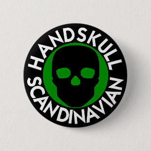 HANDSKULL LIV Forest Green Round Abzeichen Black P Button