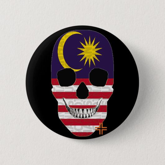 HANDSKULL Malaysia Runder Abzeichen schwarz B2 Button (Vorderseite)